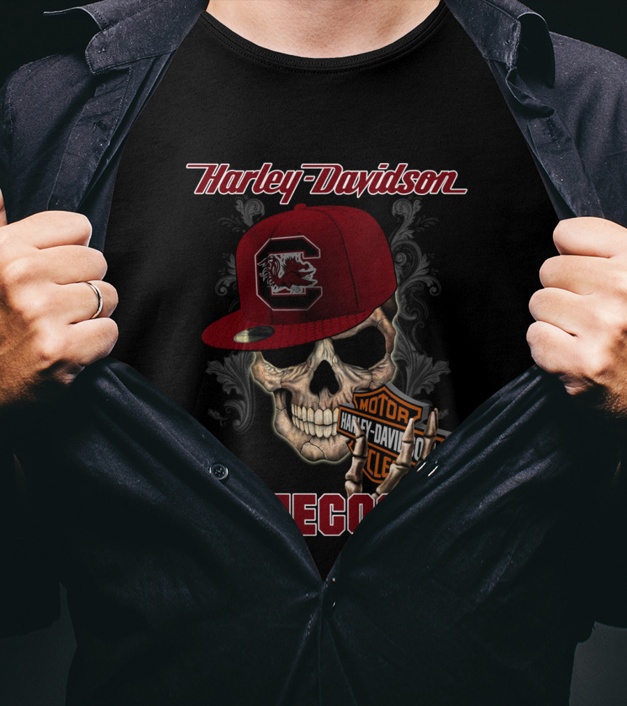 Harley Davidson Skull Logo South Carolina Gamecocks T-Shirt