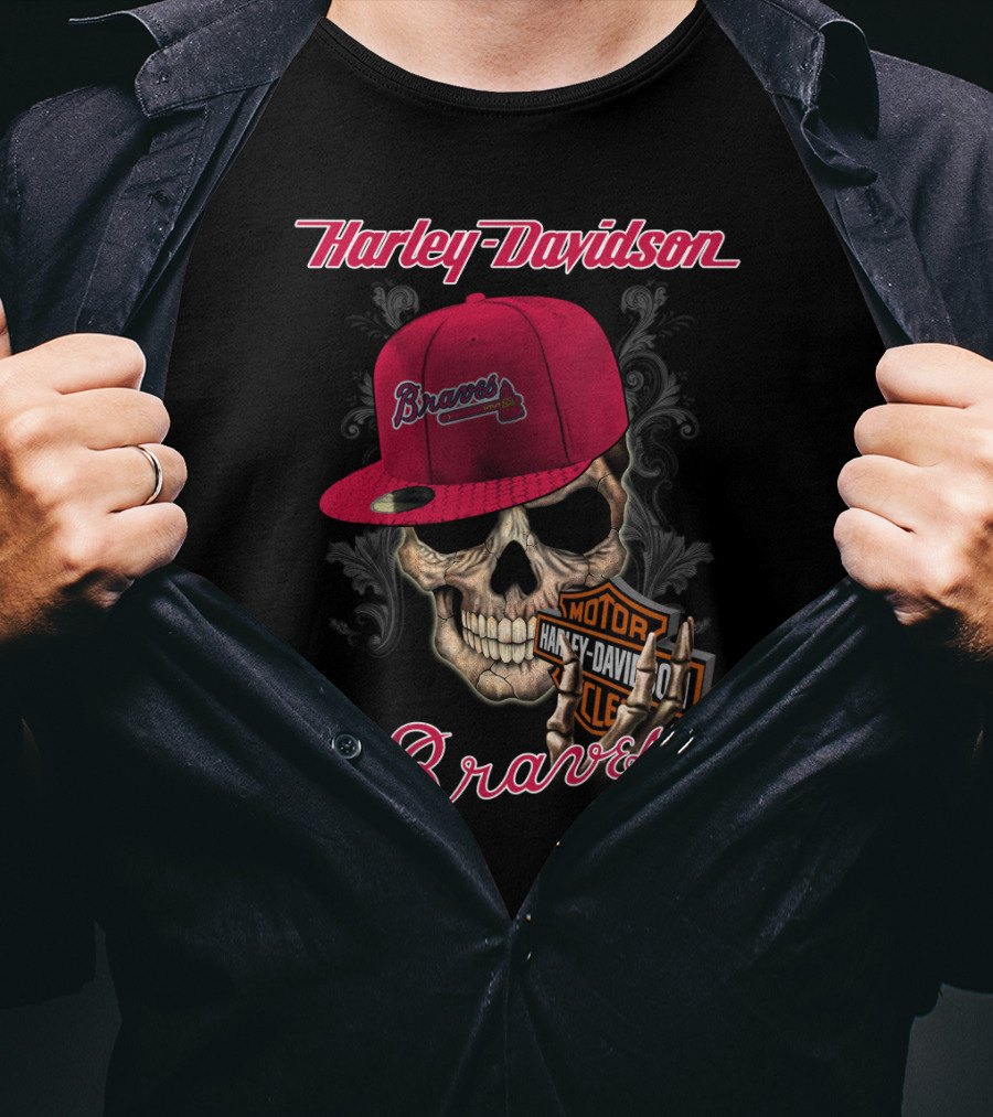 Harley Davidson Braves Skull Atlanta T-Shirt
