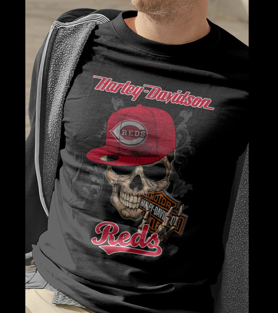 Harley Davidson Skull Reds Hat Cincinnati Reds T-Shirt