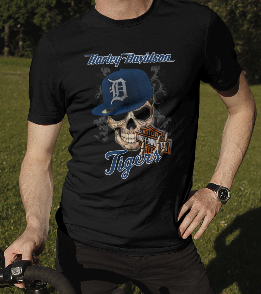Harley Davidson Skull Detroit Tigers T-Shirt