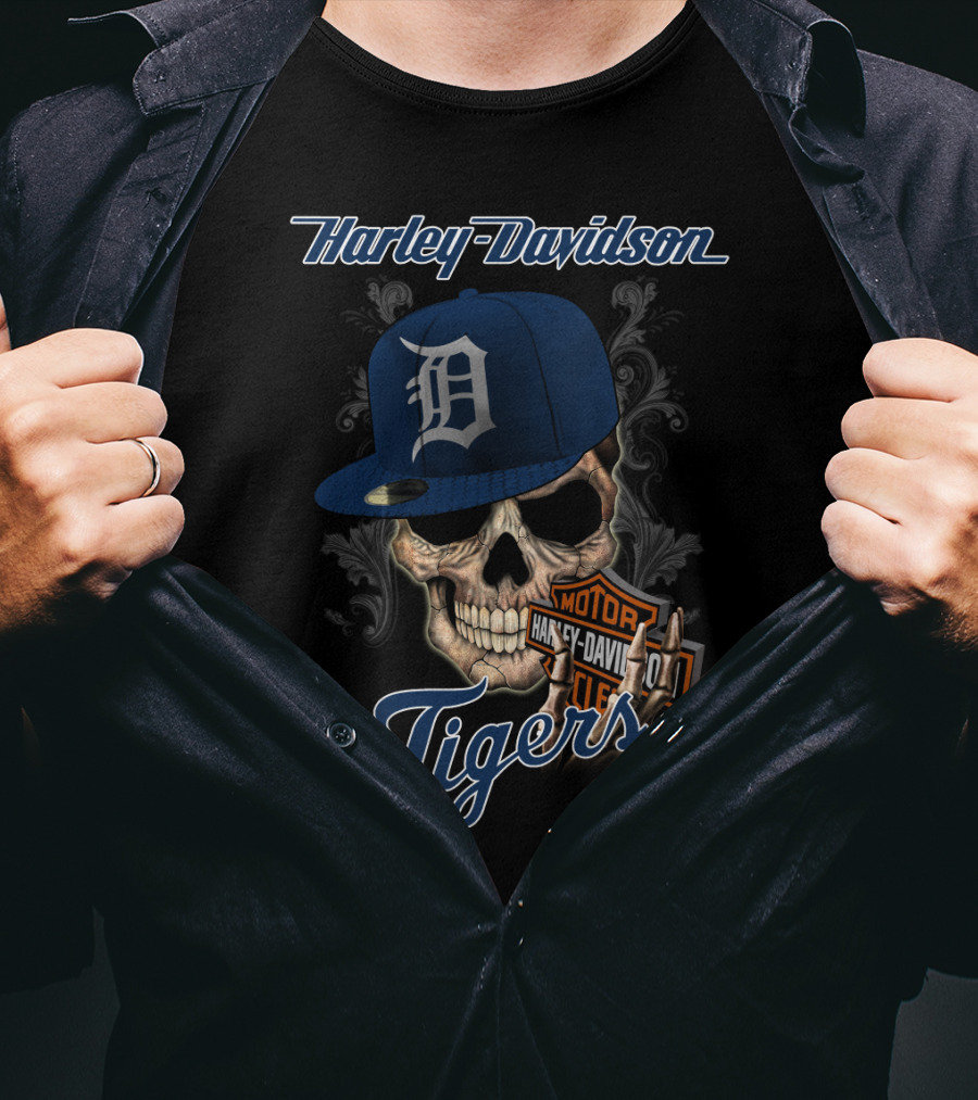 Harley Davidson Skull Detroit Tigers T-Shirt