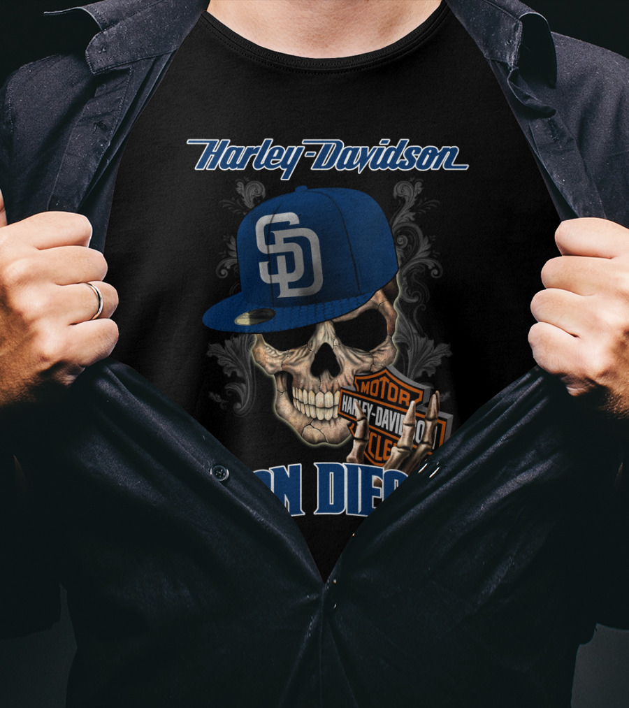 Harley Davidson Skull Sd Cap San Diego T-Shirt