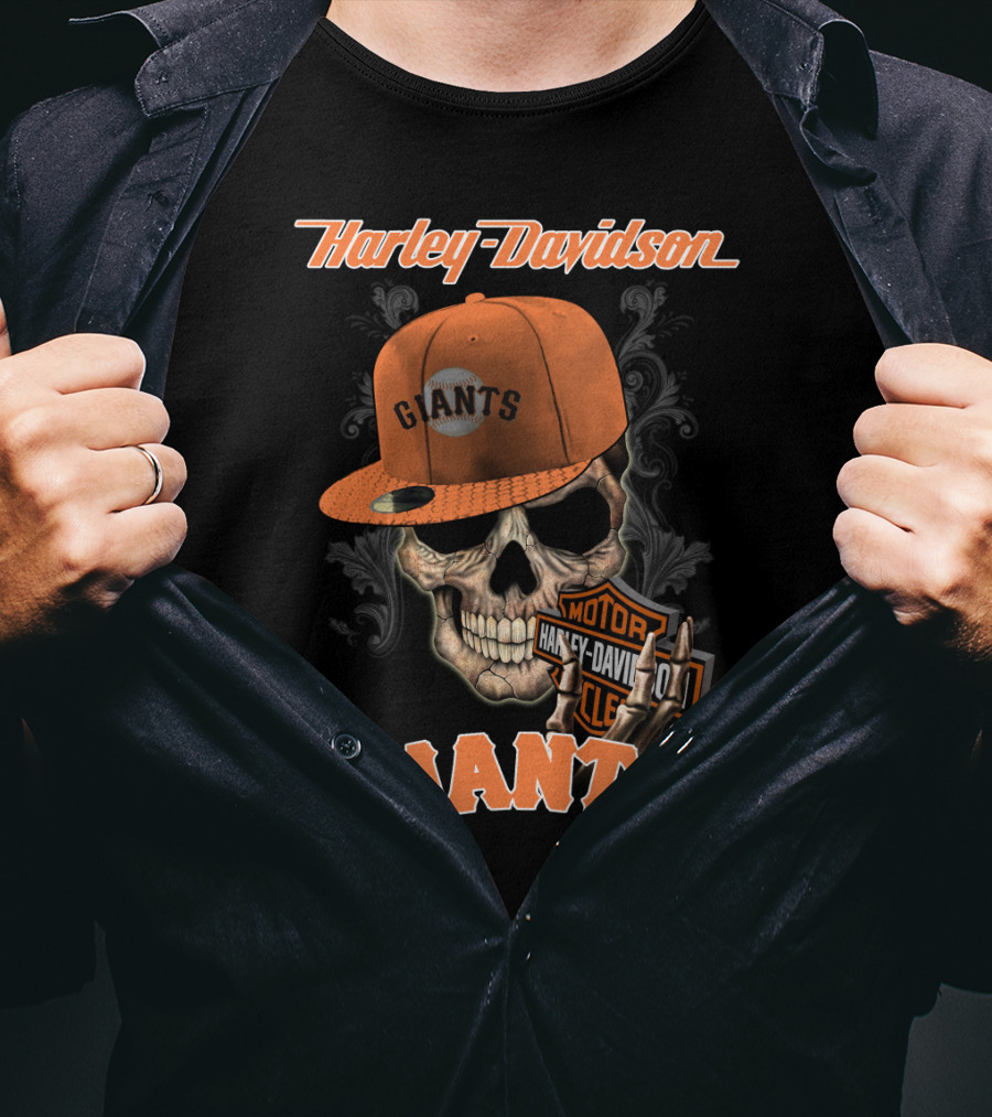 Harley Davidson Giants Skull Cap Motor San Francisco T-Shirt