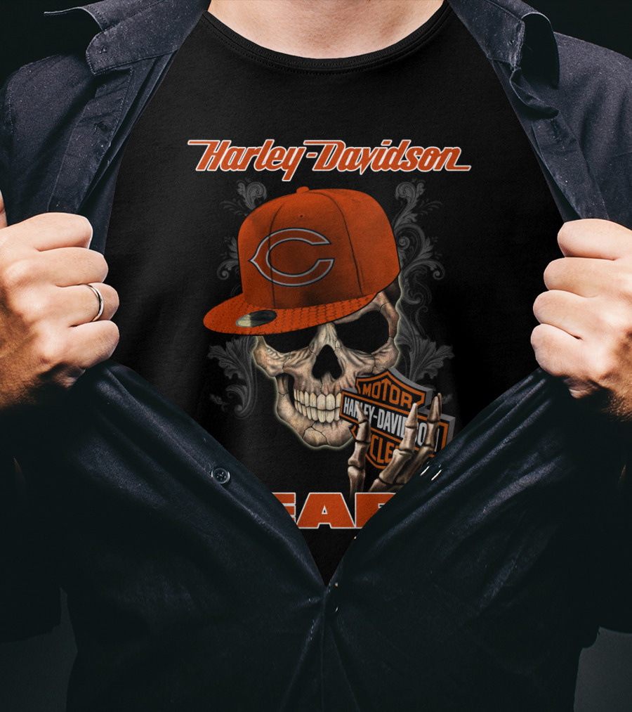 Harley Davidson Chicago Bears Skull T-Shirt