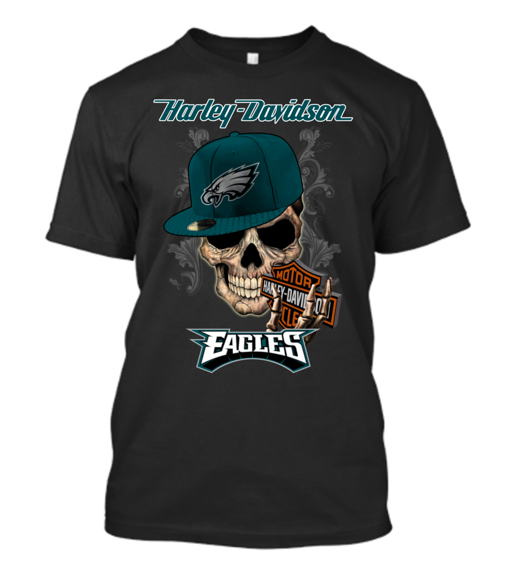 Philadelphia Eagles Harley Davidson Skull Cap T-Shirt