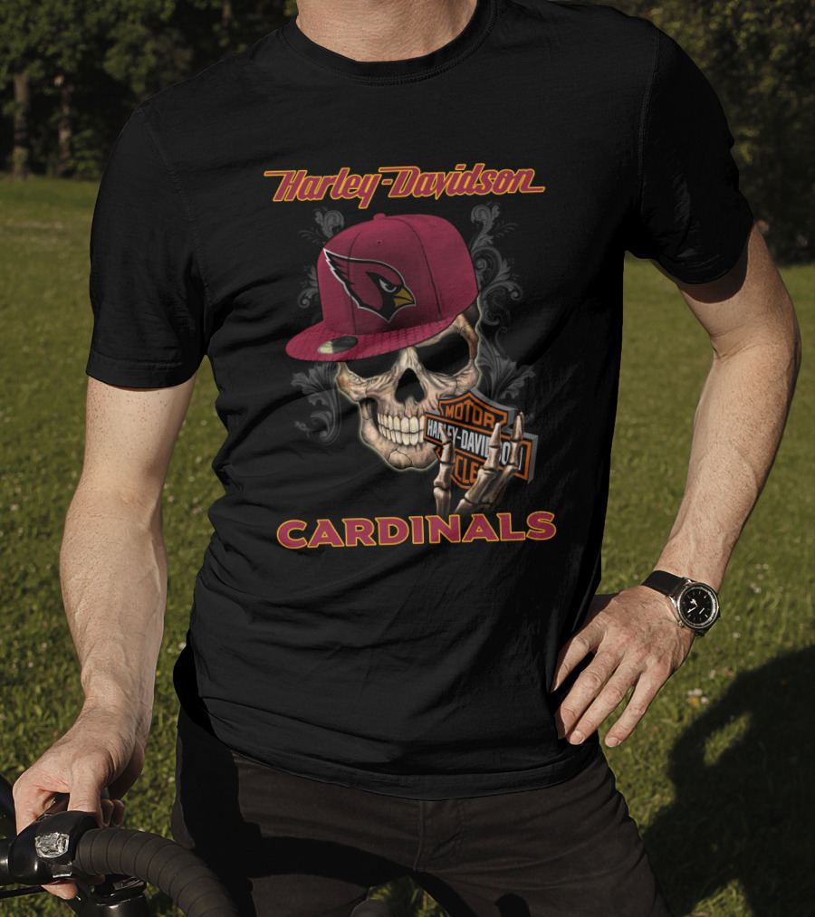 Harley Davidson Skull Arizona Cardinals Hat T-Shirt