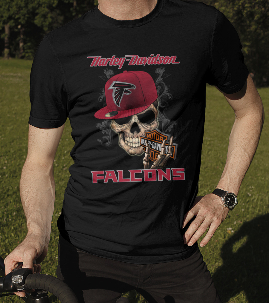 Harley Davidson Atlanta Falcons Skull Moto T-Shirt