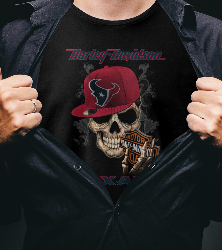 Harley Davidson Skull Houston Texans T-Shirt