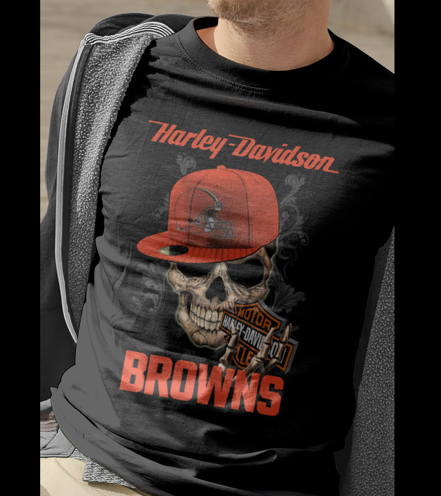 Harley Davidson Skull Cleveland Browns T-Shirt