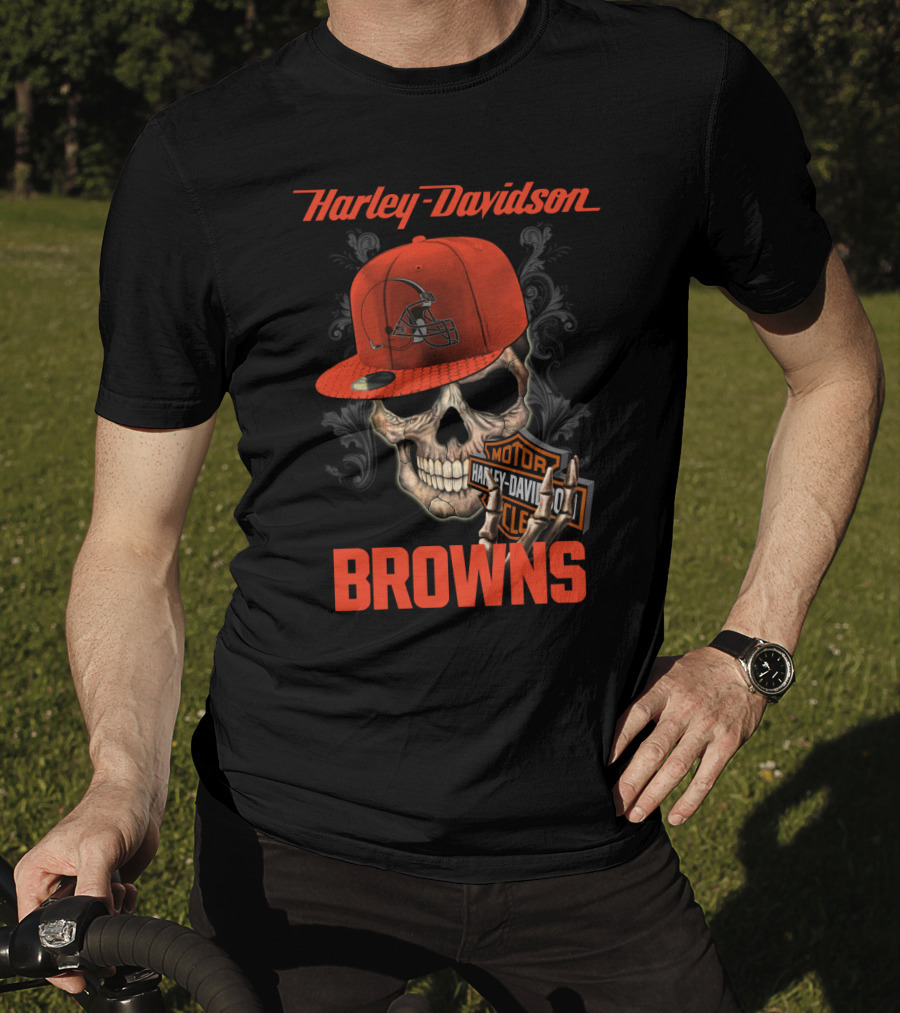 Harley Davidson Skull Cleveland Browns T-Shirt