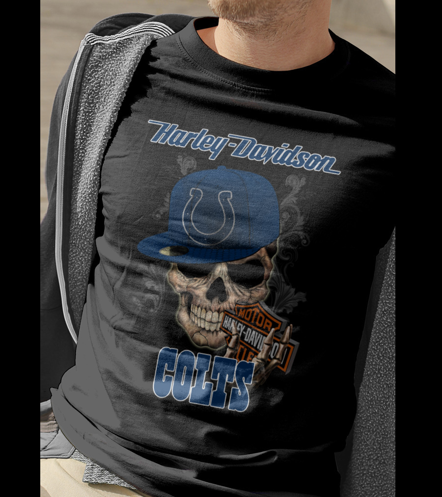 Harley Davidson Colts Skull Indianapolis T-Shirt