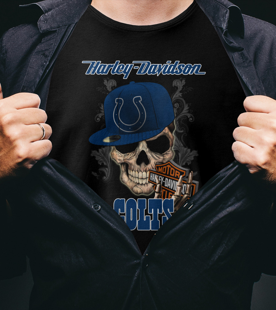 Harley Davidson Colts Skull Indianapolis T-Shirt