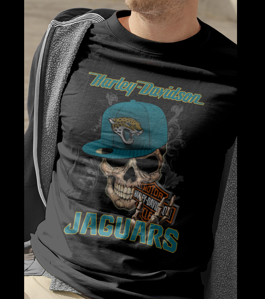 Harley Davidson Skull Jacksonville Jaguars Moto T-Shirt