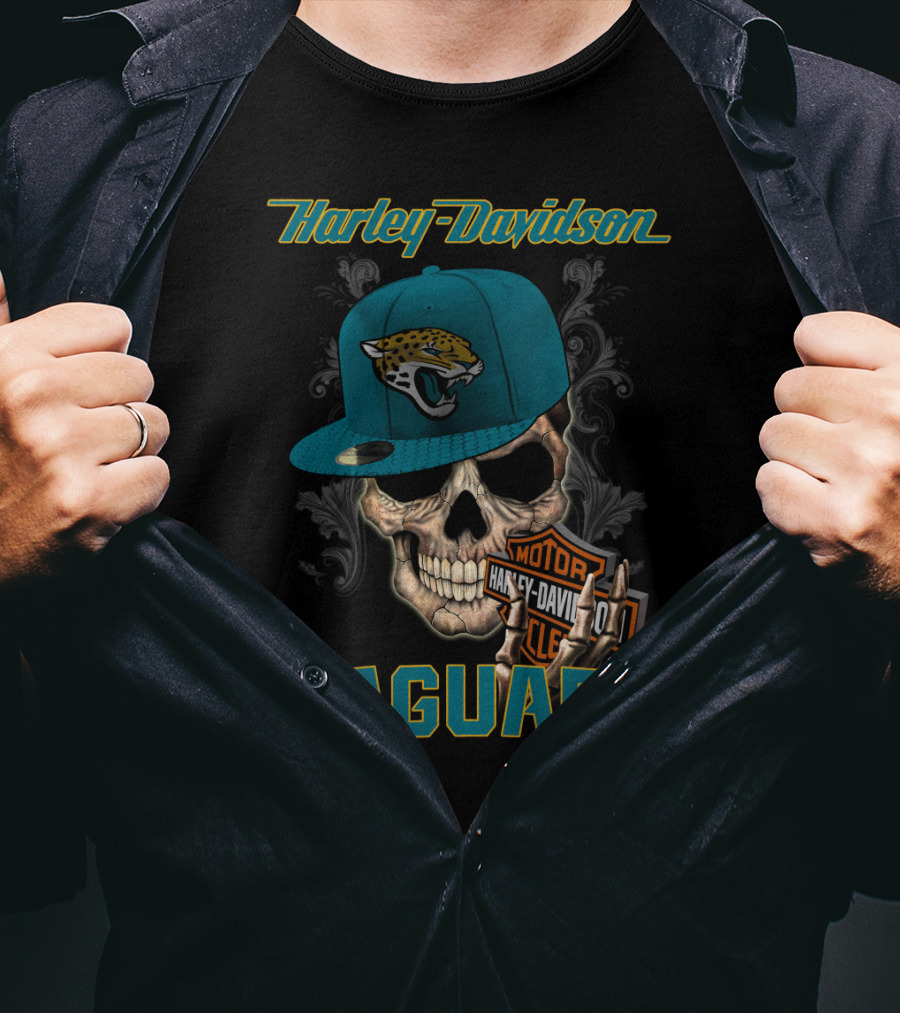 Harley Davidson Skull Jacksonville Jaguars Moto T-Shirt
