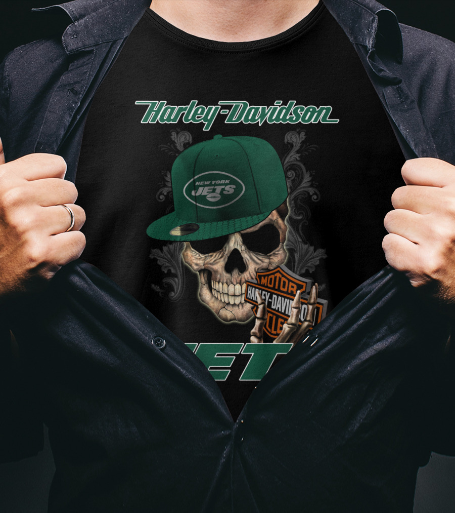 Harley Davidson New York Jets Skull T-Shirt