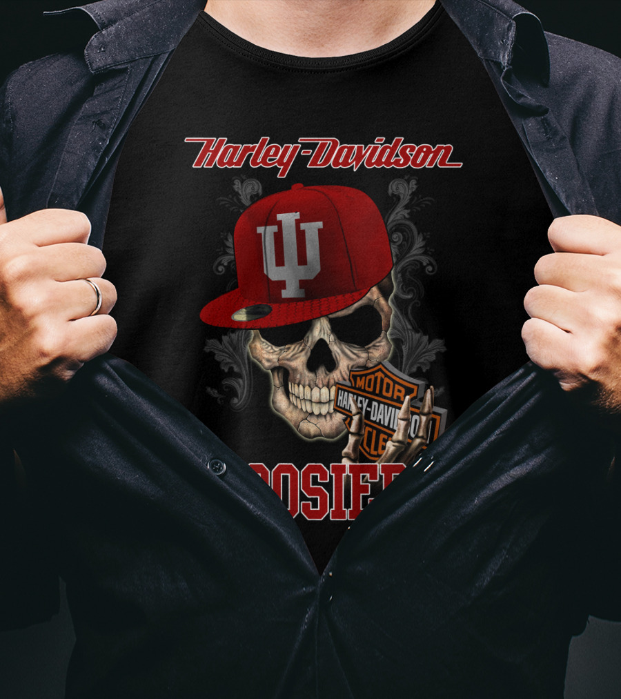 Harley Davidson Indiana Hoosiers Skull Hat Motor Classic T-Shirt