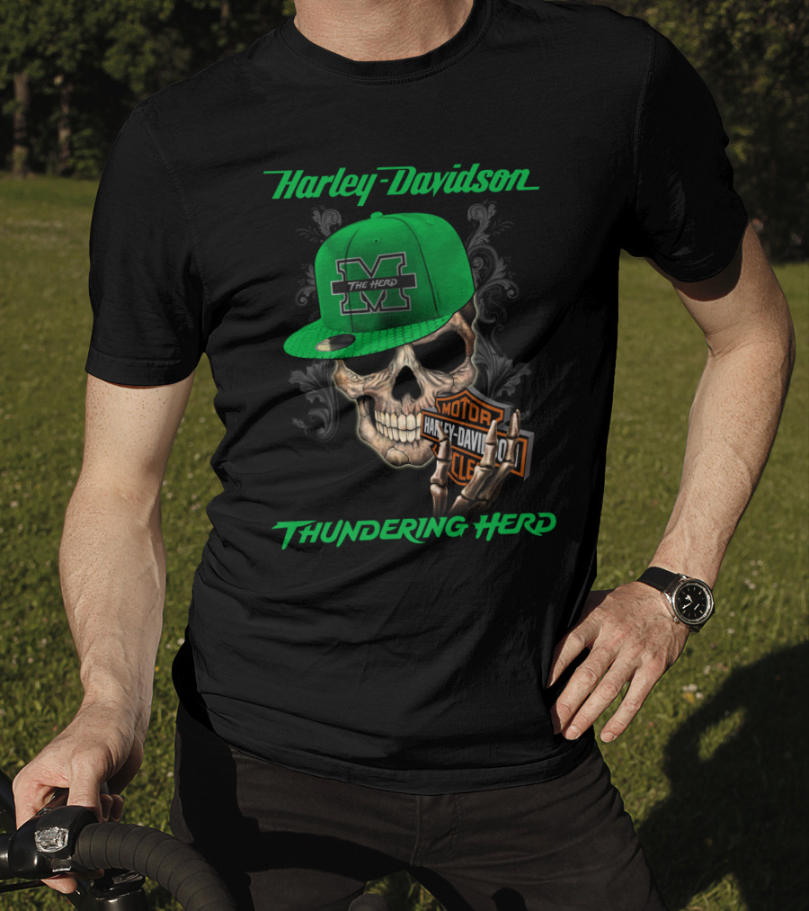 Harley Davidson Skull Thundering Herd The Herd Marshall M T-Shirt