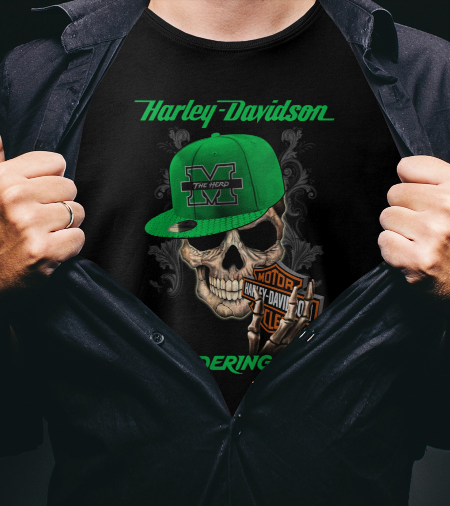 Harley Davidson Skull Thundering Herd The Herd Marshall M T-Shirt