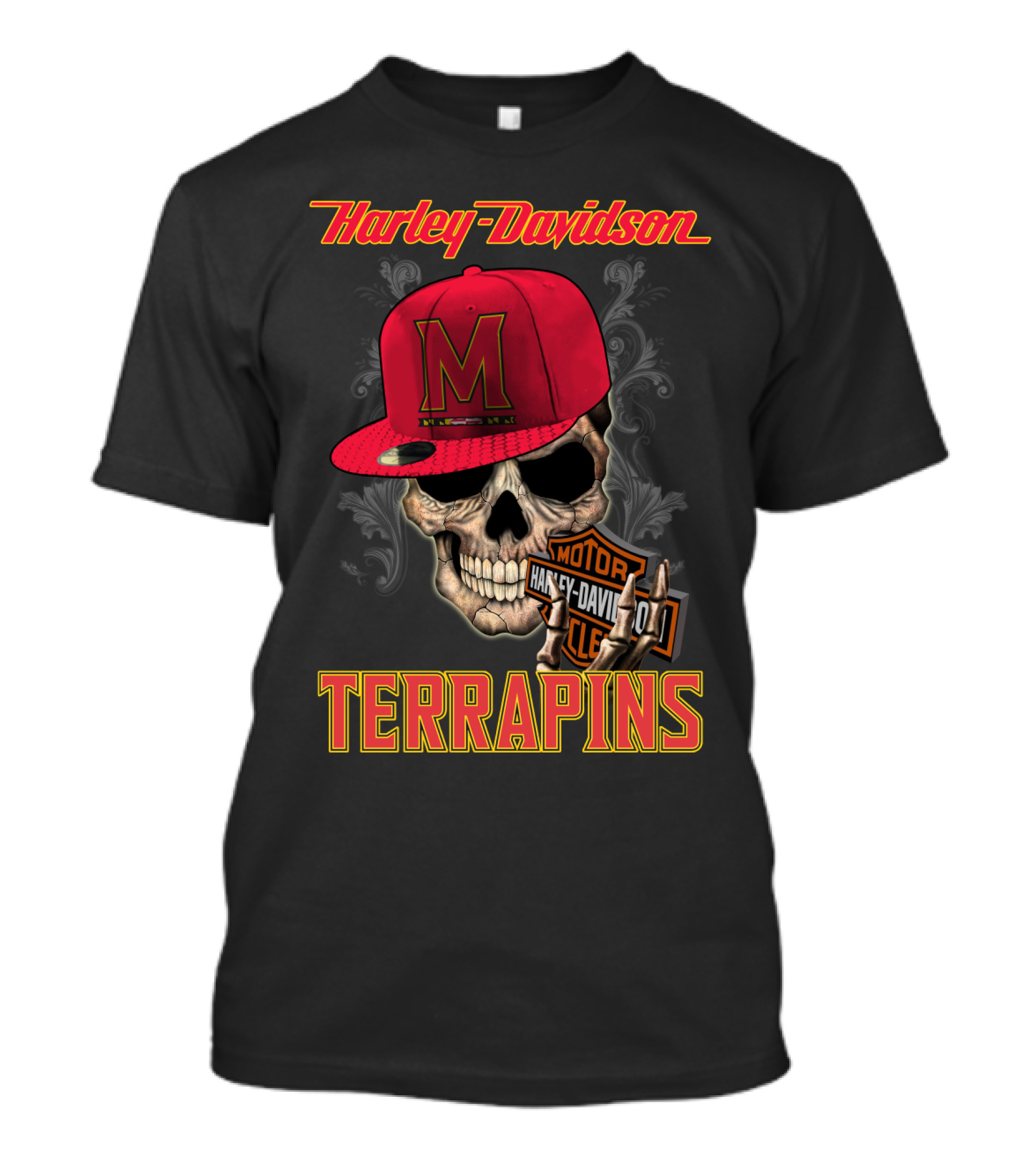 Harley Davidson Skull Maryland Terrapins T-Shirt