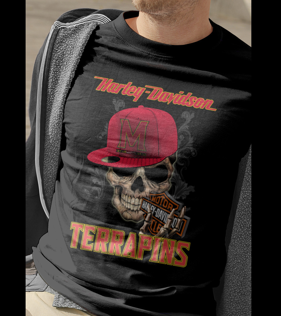 Harley Davidson Skull Maryland Terrapins T-Shirt