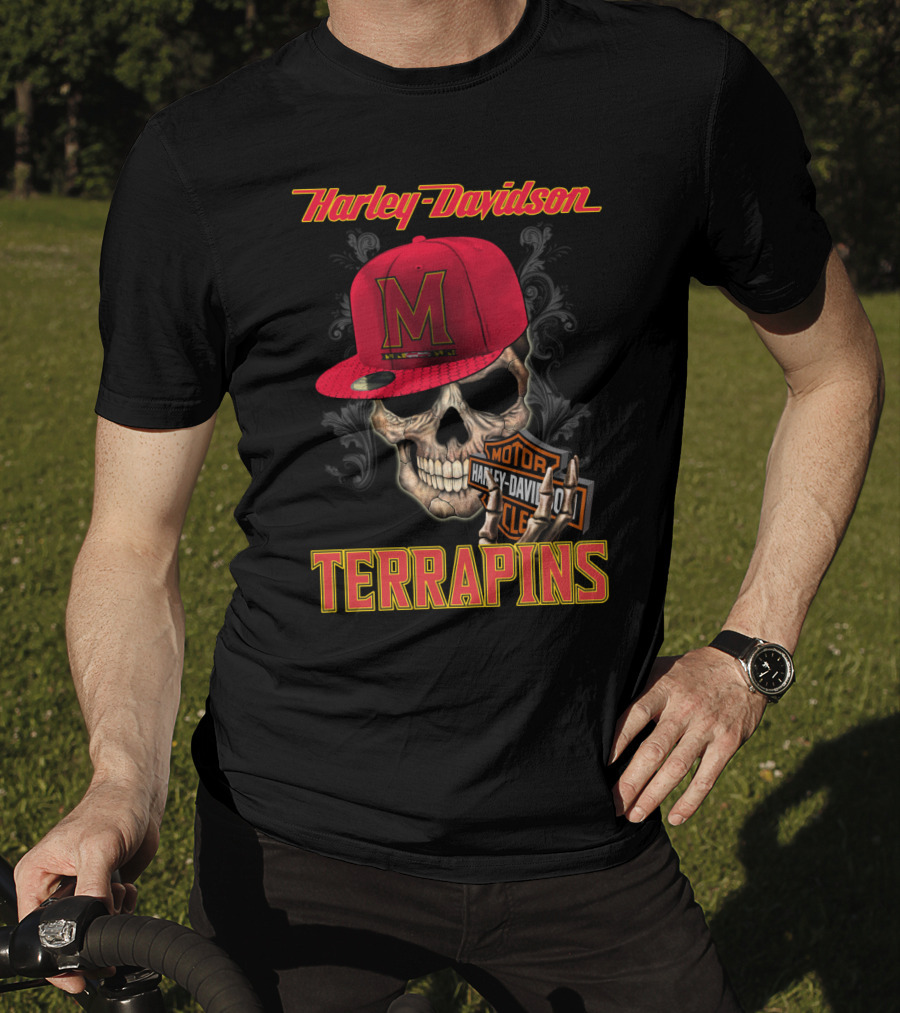 Harley Davidson Skull Maryland Terrapins T-Shirt