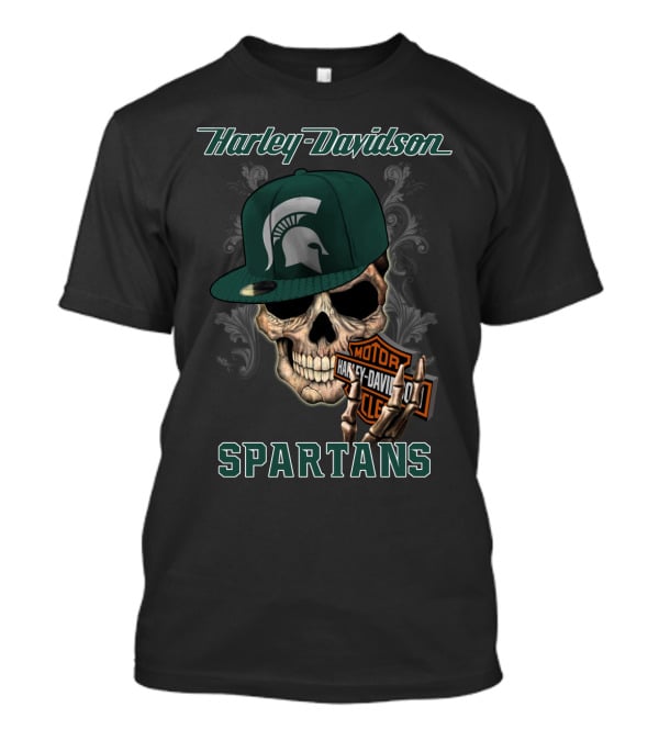 Harley Davidson Michigan State Spartans Skull Ncaa2 T-Shirt
