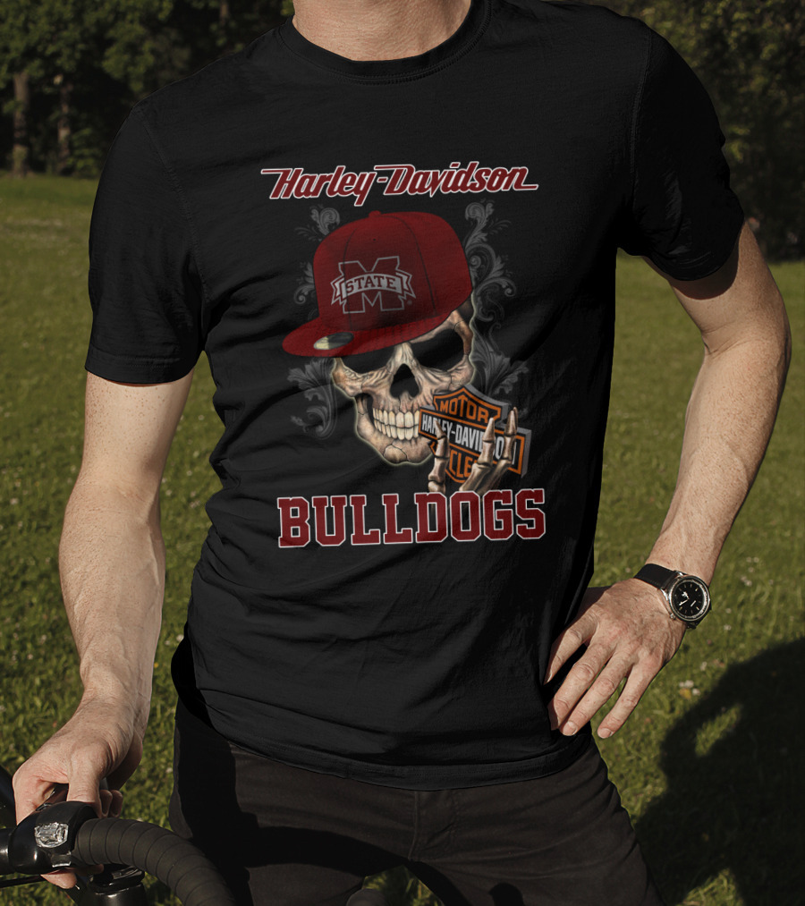 Harley Davidson Mississippi State Bulldogs Skull T-Shirt