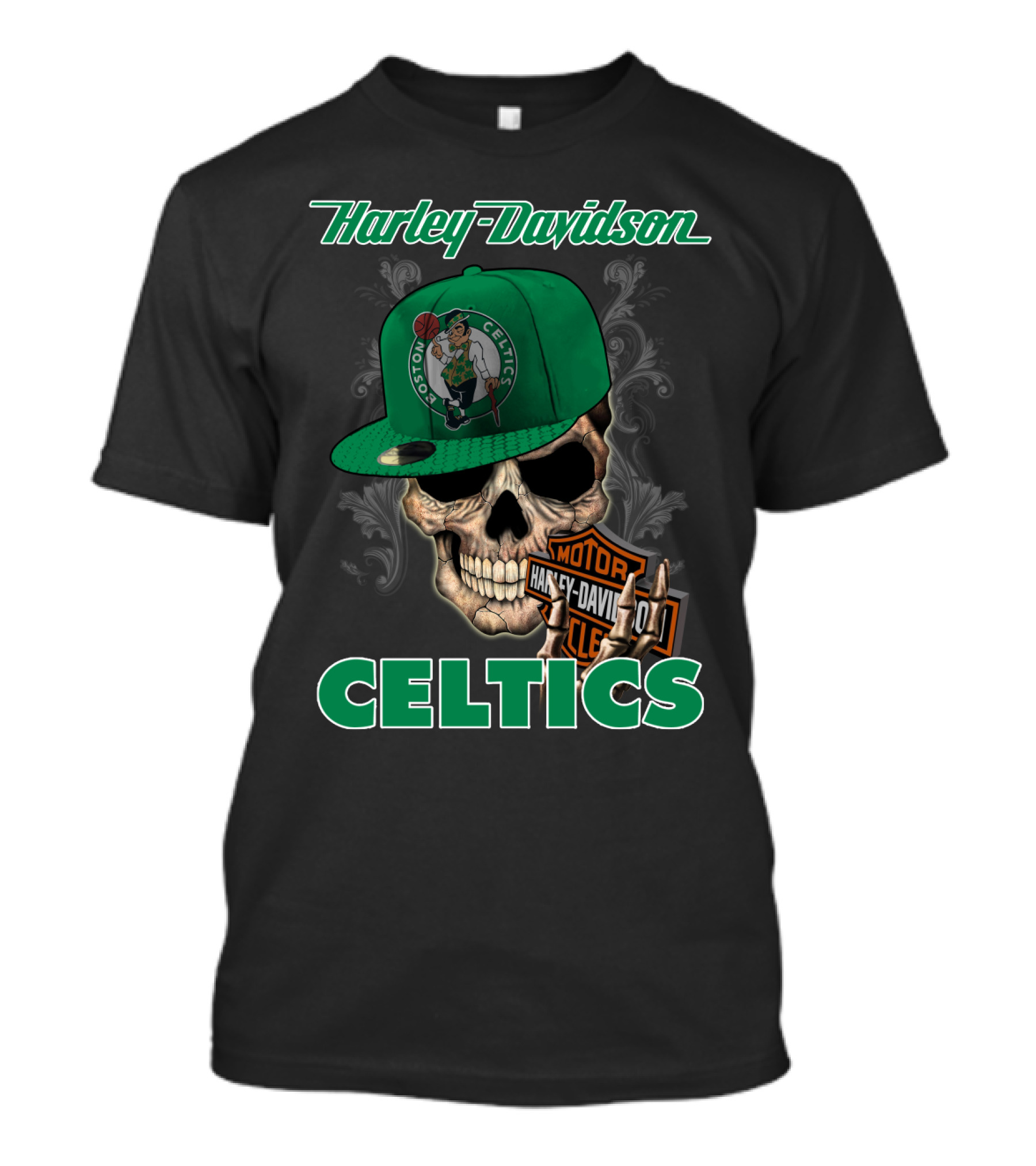 Harley Davidson Boston Celtics Skull Nba1 T-Shirt