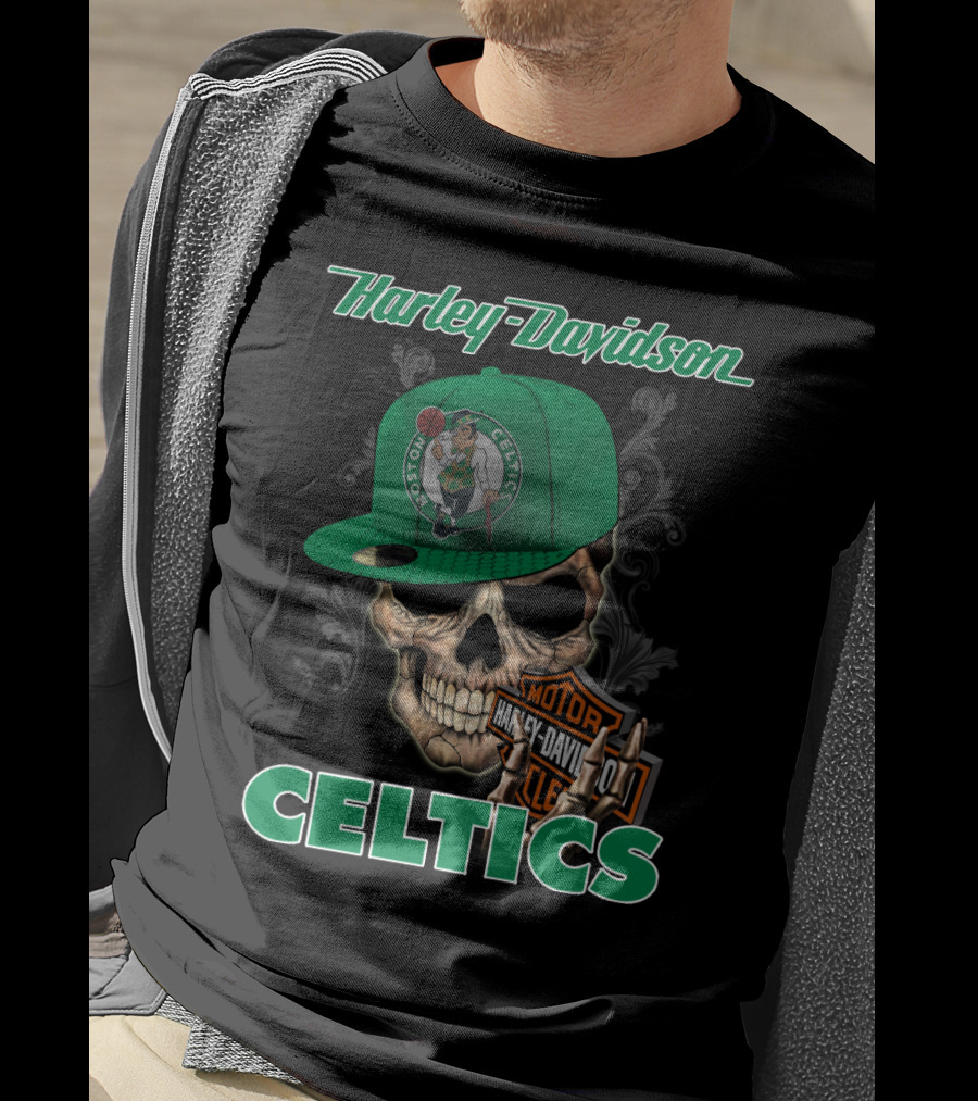 Harley Davidson Boston Celtics Skull Nba1 T-Shirt