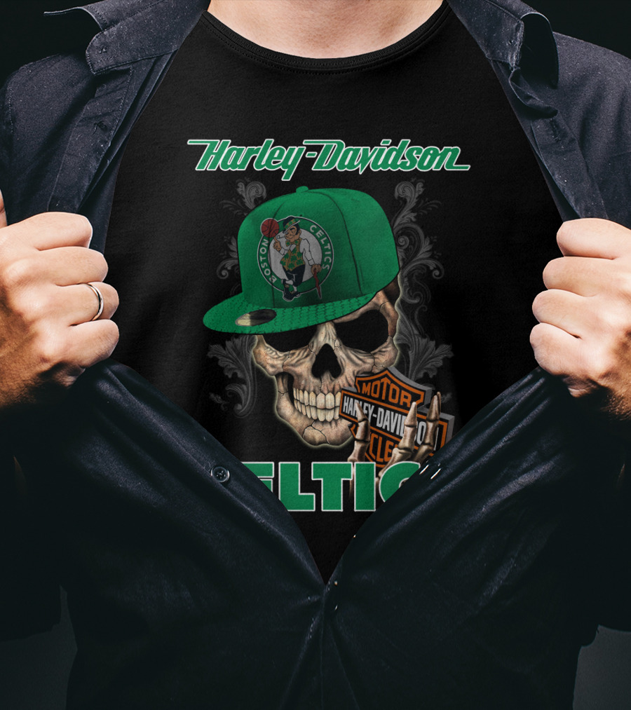 Harley Davidson Boston Celtics Skull Nba1 T-Shirt