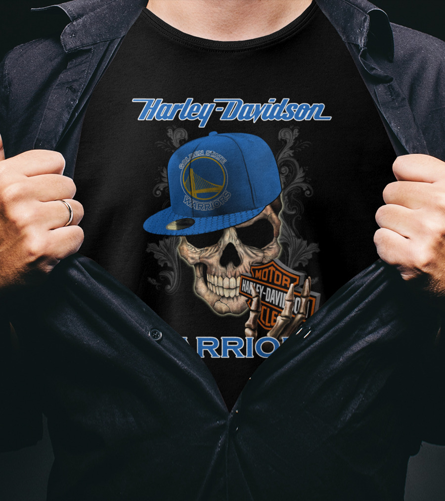 Harley Davidson Motor Skull Golden State Warriors T-Shirt