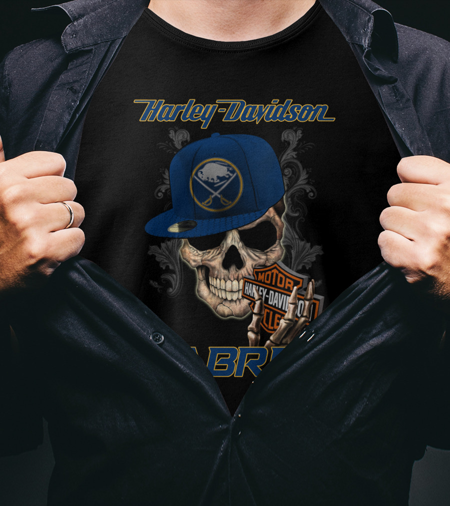 Harley Davidson Buffalo Sabres Skull Hl Nhl1 T-Shirt