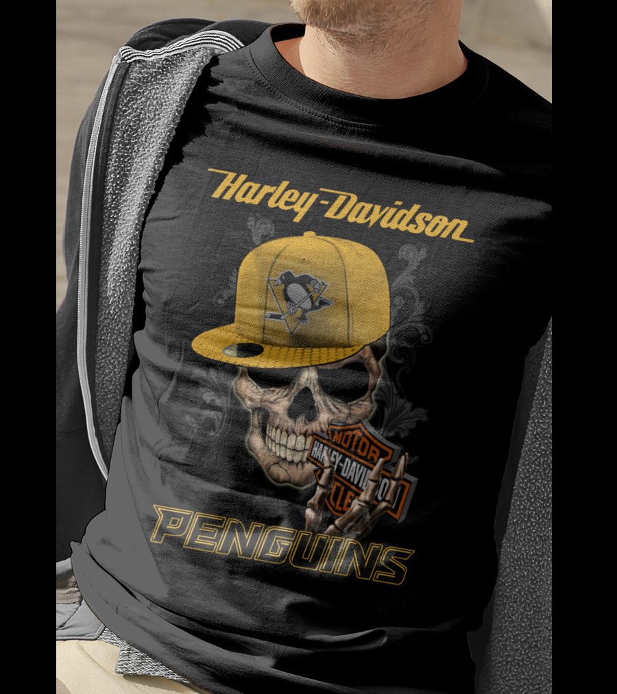 Harley Davidson Pittsburgh Penguins Skull Nhl1 T-Shirt