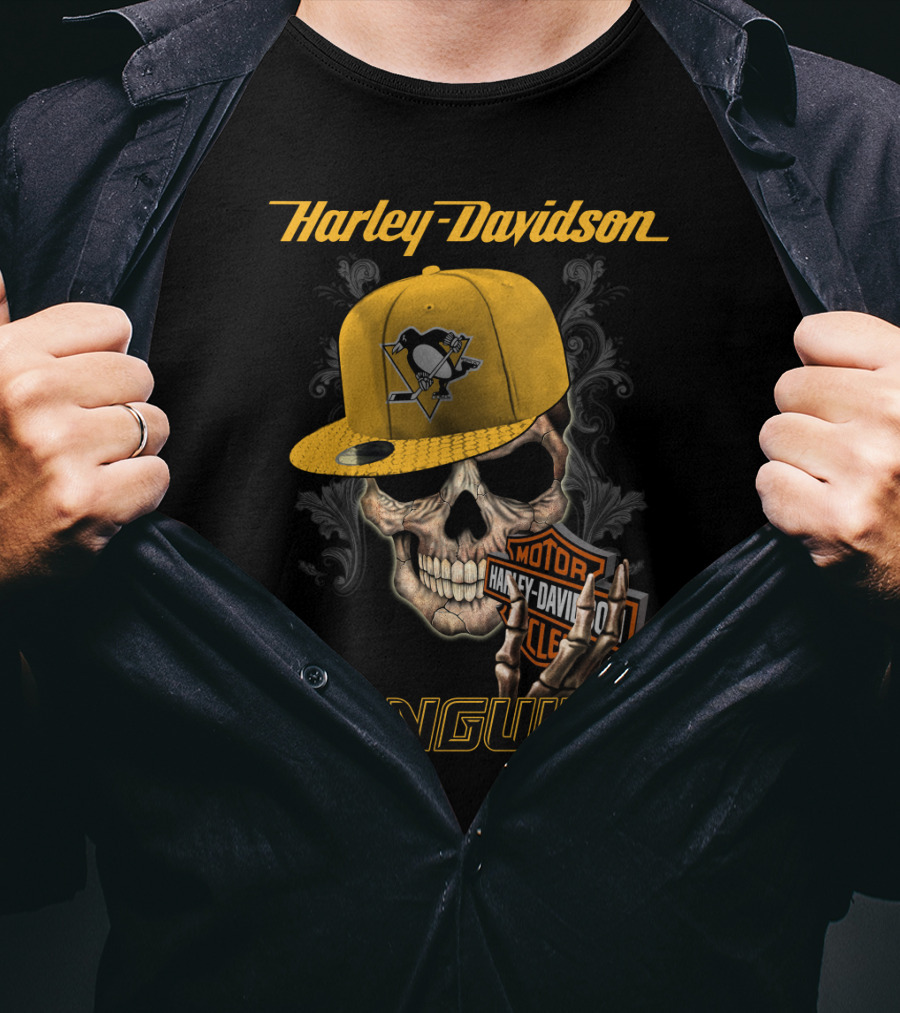 Harley Davidson Pittsburgh Penguins Skull Nhl1 T-Shirt