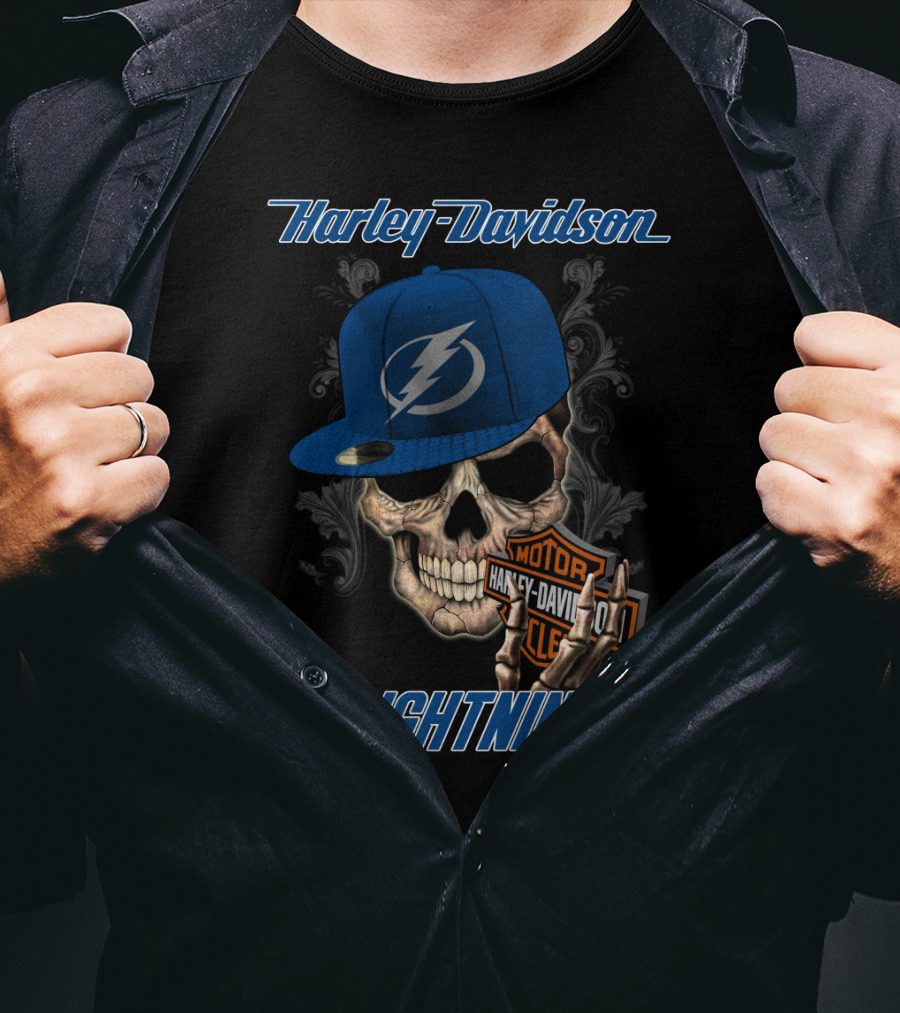 Harley Davidson Lightning Skull Tampa Bay Nhl T-Shirt