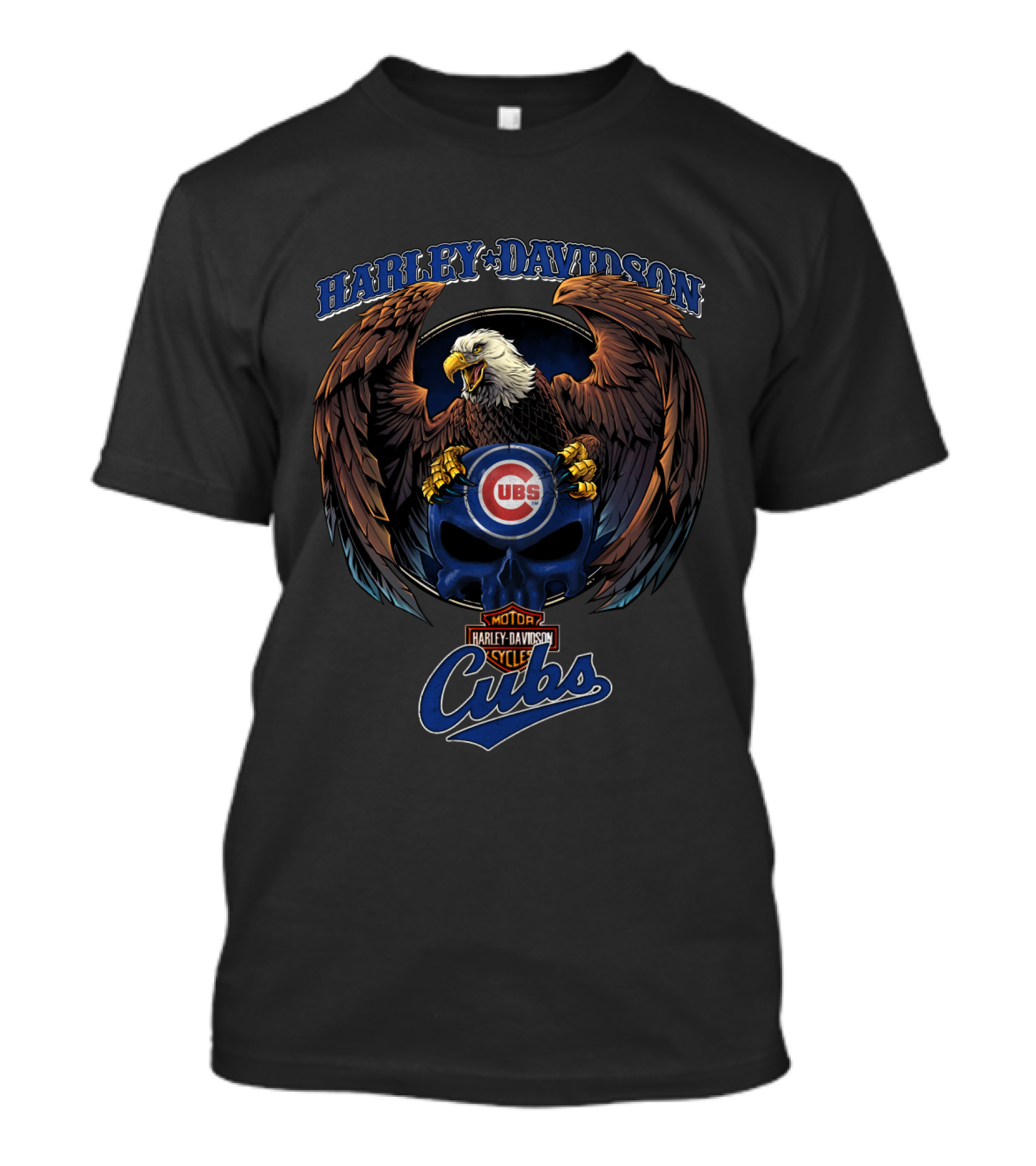 Harley Davidson Chicago Cubs Cubs Logo Eagle Skull Motorcycles T-Shirt