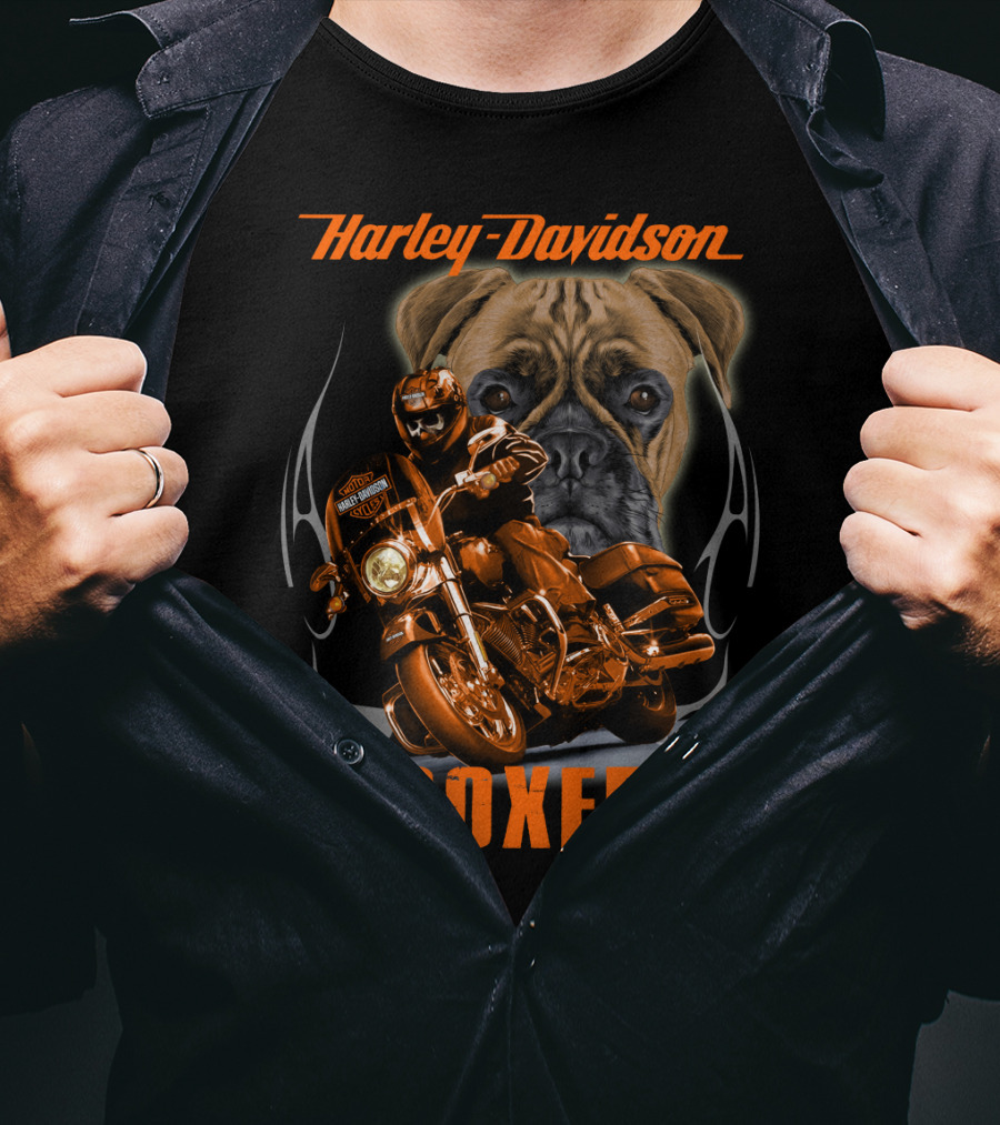 Harley Davidson Boxer Motorcycle Dog Rider T-Shirt