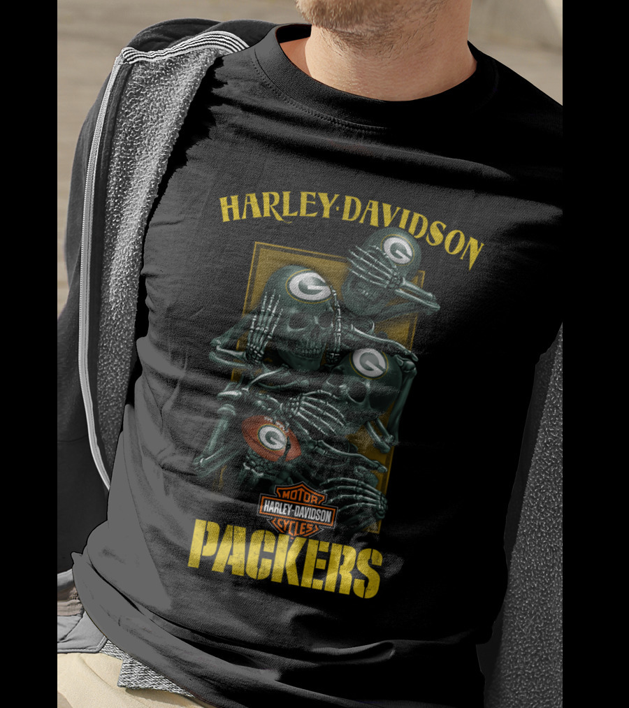 Harley Davidson Motor Cycles Packers Nfl Green Bay Packers T-Shirt