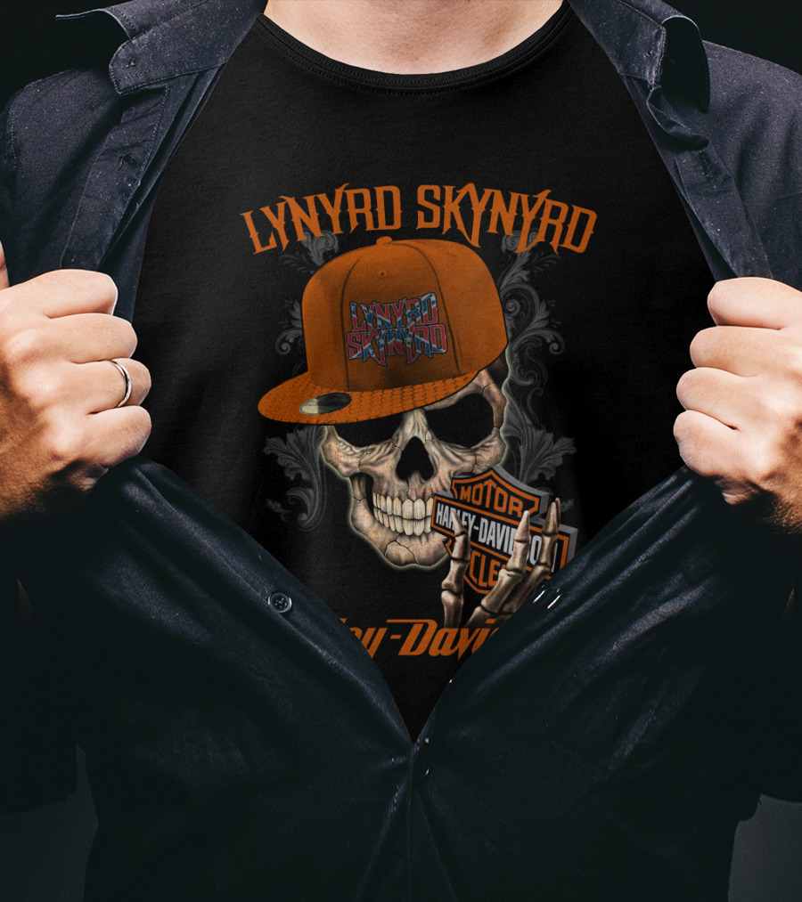 Lynyrd Skynyrd Harley Davidson Skull Cap T-Shirt