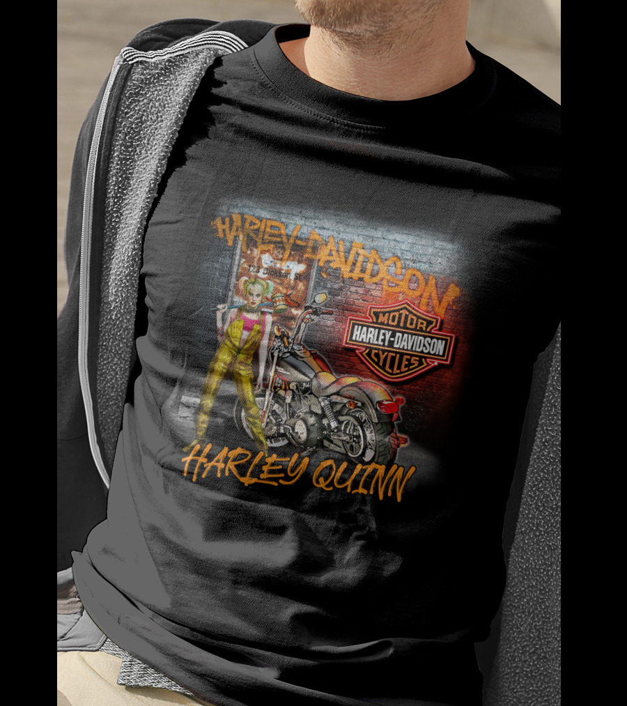 Harley Quinn Harley Davidson Motor Cycles Street Scene T-Shirt