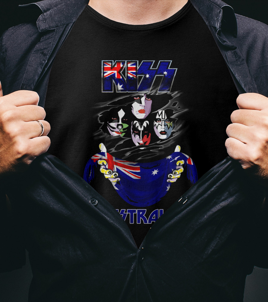 Kiss Australia Faces With Flag T-Shirt