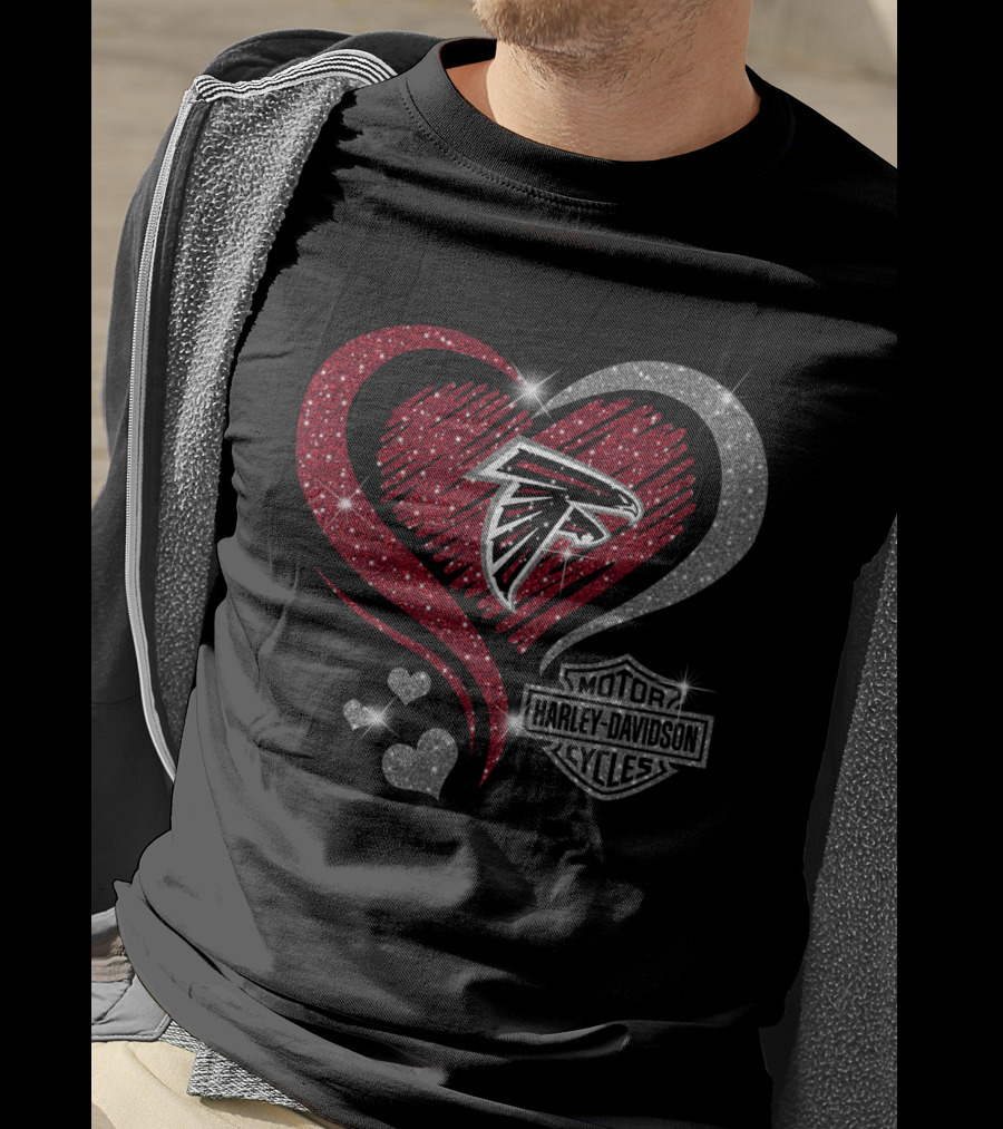 Atlanta Falcons Heart Harley Davidson Cycles T-Shirt