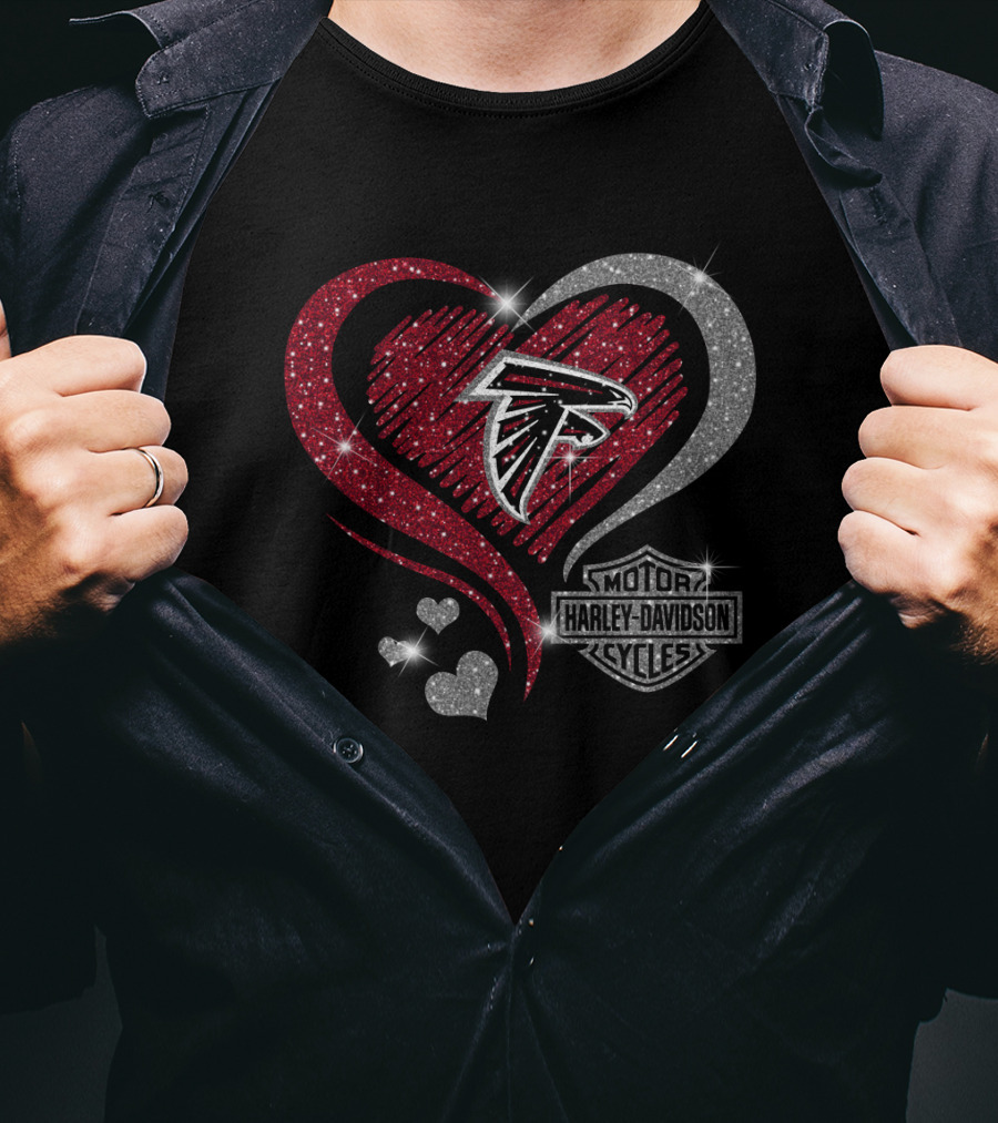 Atlanta Falcons Heart Harley Davidson Cycles T-Shirt