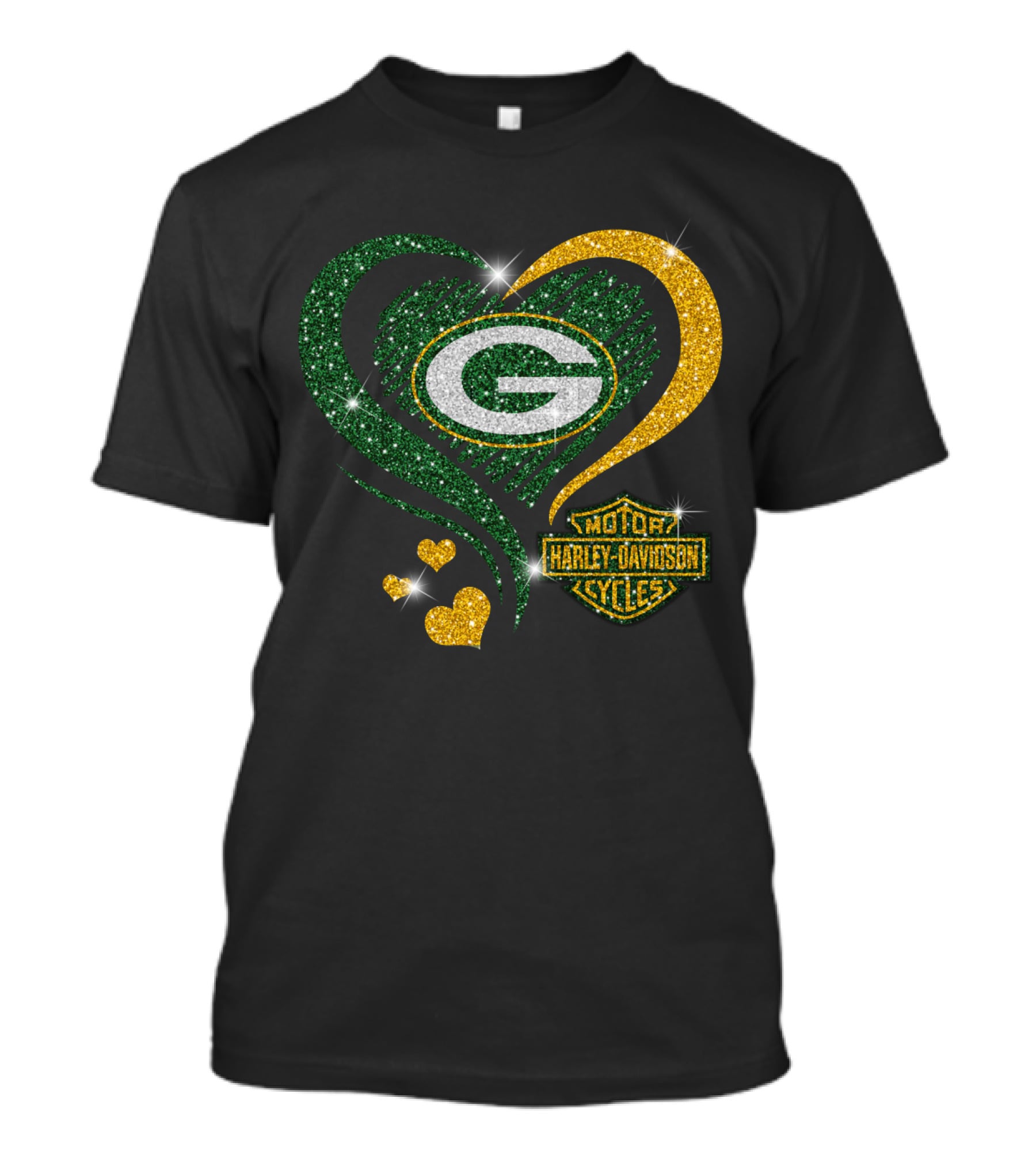 Green Bay Packers Harley Davidson Heart T-Shirt