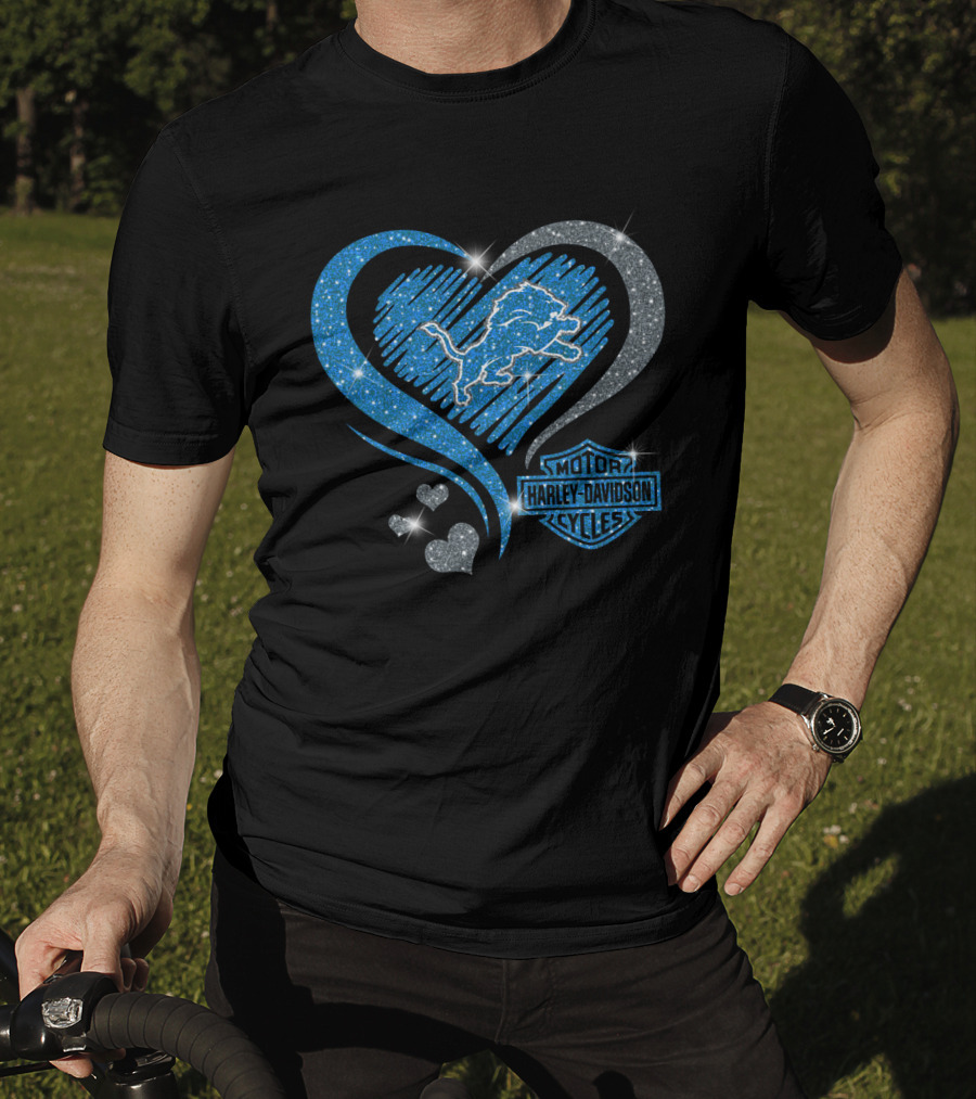Detroit Lions Heart Harley Davidson T-Shirt