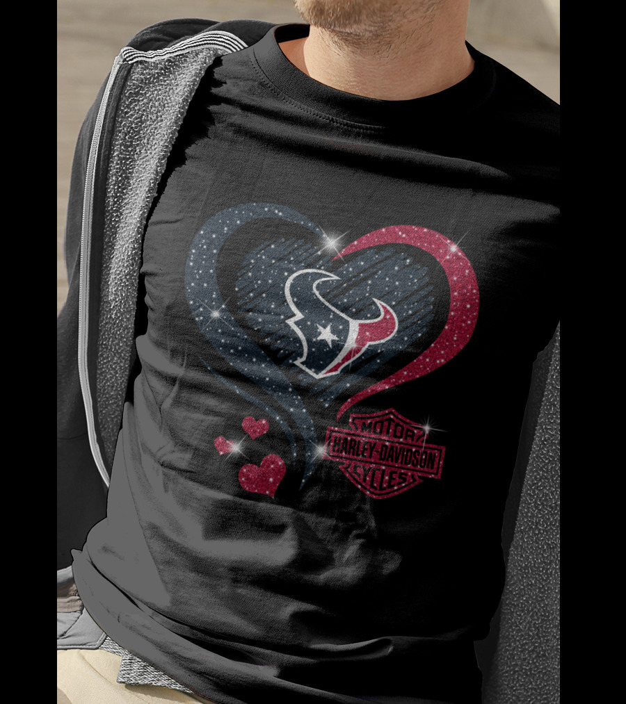 Houston Texans Heart Harley Davidson T-Shirt