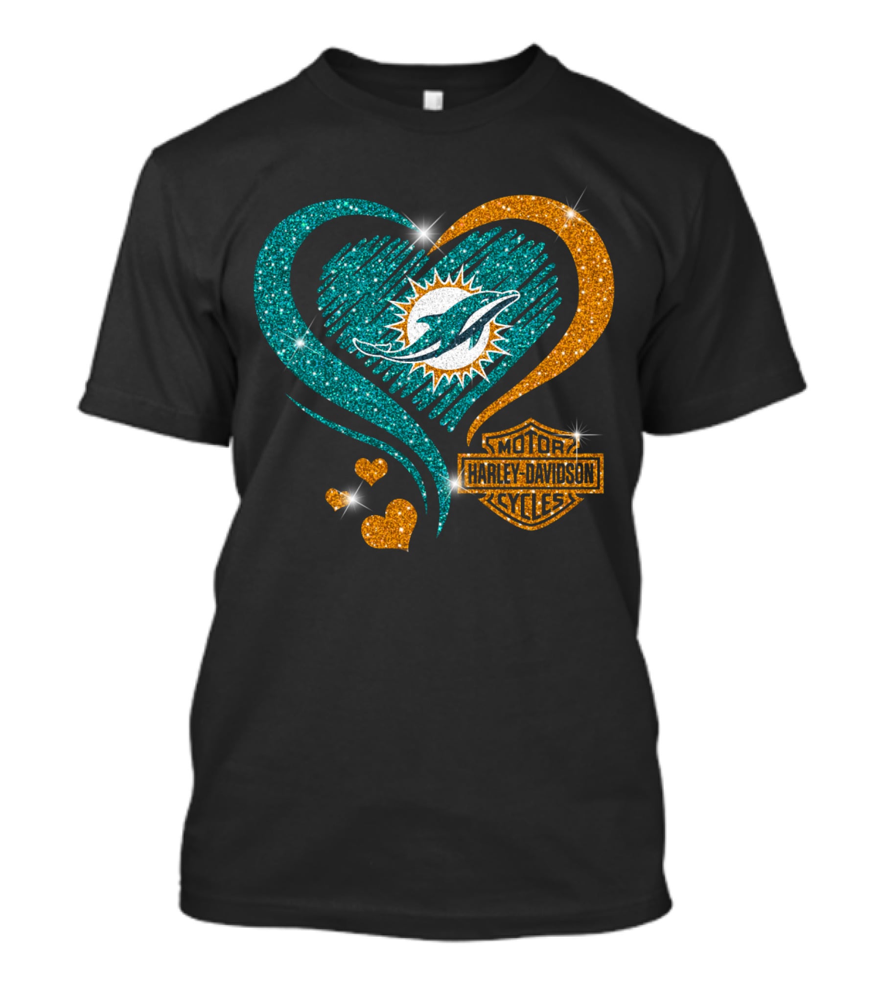 Harley Davidson Miami Dolphins Heart T-Shirt