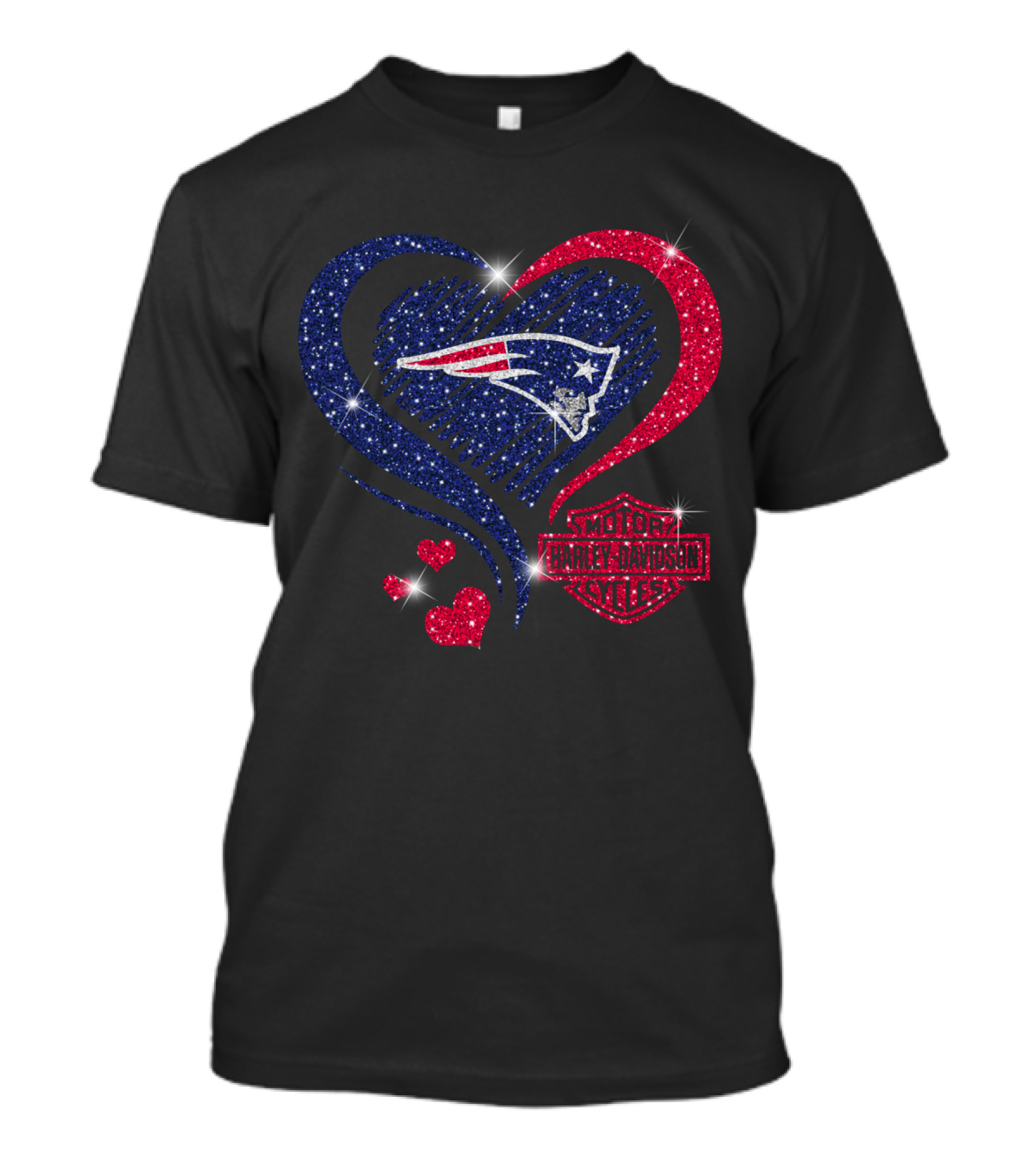 New England Patriots Harley Davidson Heart T-Shirt