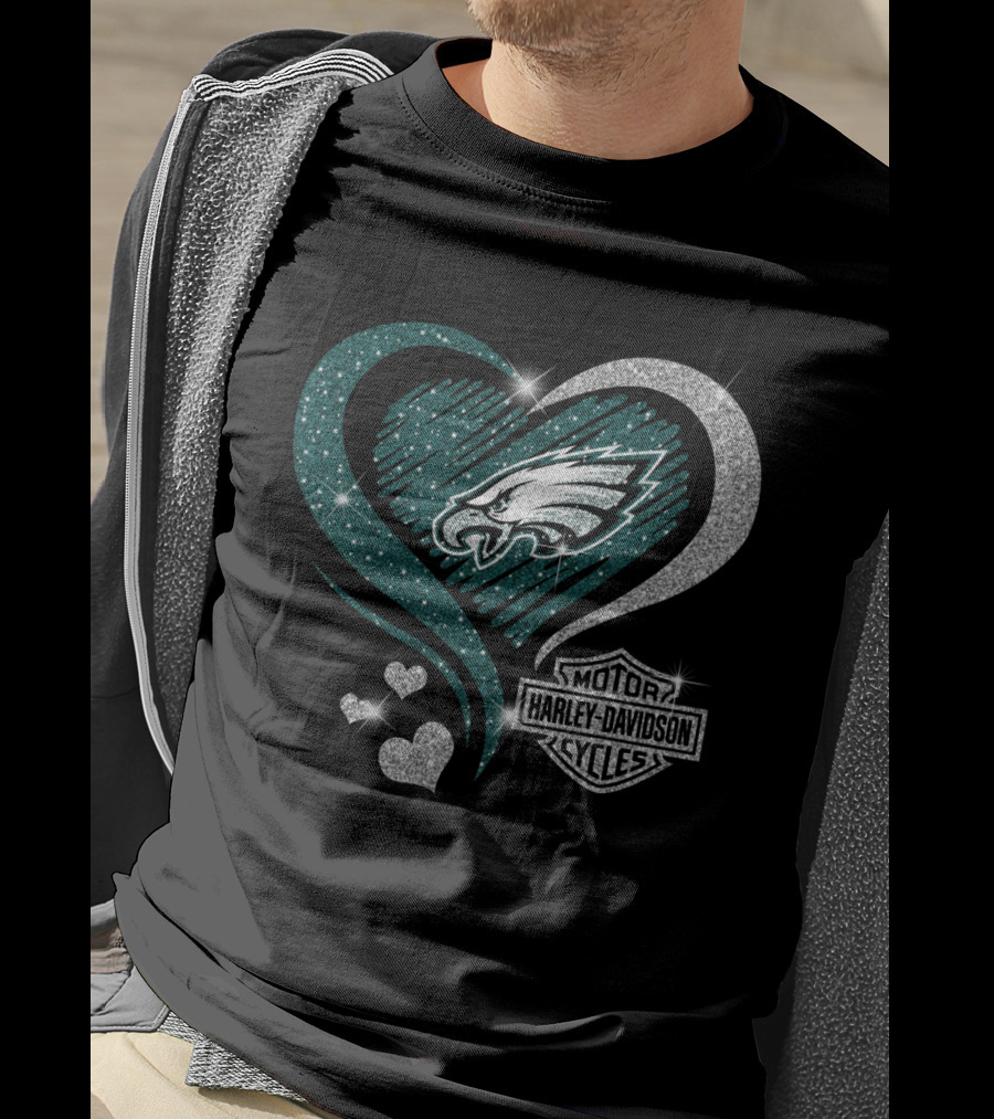 Philadelphia Eagles Harley Davidson Heart T-Shirt