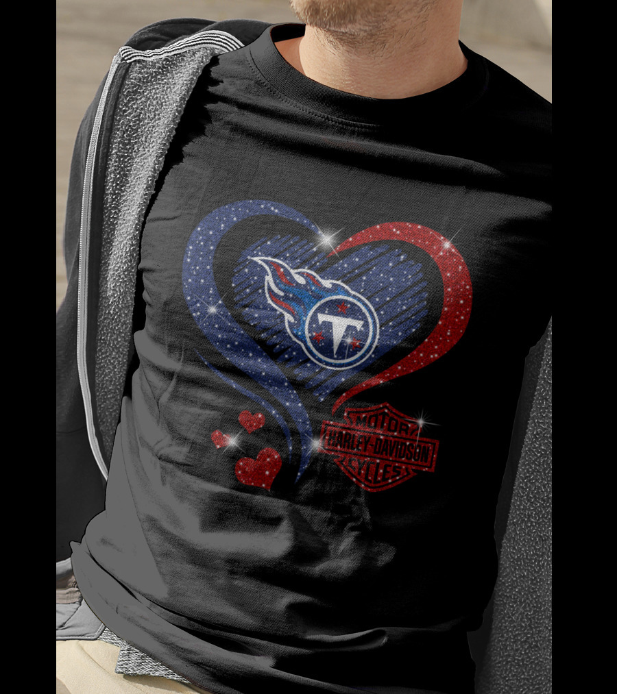 Tennessee Titans Heart Harley Davidson Styles T-Shirt